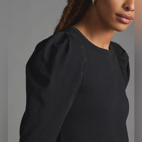 NATION LTD Anthropologie Jules Puff Sleeve Mini Shift Dress Black Size Small - Picture 3 of 11